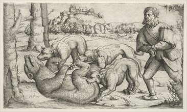 A Bear Hunt, 1569. Creator: Augustin Hirschvogel (German, 1503-1553).