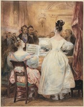 A Concert: Laura Devéria Singing, 1831. Creator: Eugène François Marie Joseph Devéria (French, 1805-1865).