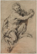 A Faun Grasping a Bunch of Grapes, after 1616/18. Creator: Peter Paul Rubens (Flemish, 1577-1640), studio of.