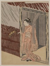 A Girl Dressing in Pink, 1766. Creator: Suzuki Harunobu (Japanese, 1724-1770).