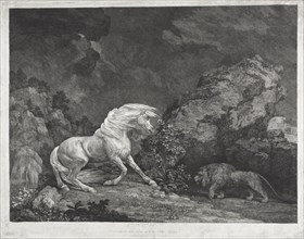A Horse Frightened by a Lion, 1777. Creator: George Stubbs (British, 1724-1806).