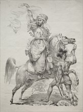 A Mameluke Chief on Horseback Signaling for Help, 1817. Creator: Antoine-Jean Gros (French, 1771-1835).
