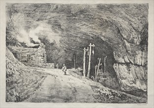 A Series of Ancient Buildings and Rural Cottages in the North of England: Peak Cavern, 1821. Creator: Samuel Prout (British, 1783-1852).