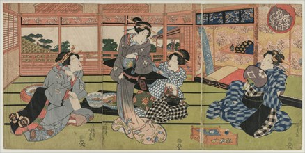 A View of the Large New Room at Sakurai, early or mid 1830s. Creator: Utagawa Kunisada (Japanese, 1786-1865).
