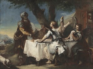 Abraham Welcoming the Three Angels, 1750s. Creator: Francesco Guardi (Italian, 1712-1793).