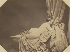 Academic Nude, Reclining on a Sofa, c. 1855. Creator: Auguste Belloc (French, 1801-c. 1868).