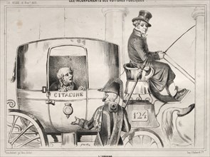 Actualités: Les Inconvénients des voitures publique: LUrbaine, 1839. Creator: Clémente Pruche (French, 1831-1870).