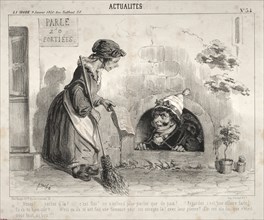 Actualités: Venez! ...sortez dla! ... cest fini! on nentend plus parler que de paix!.... Creator: Clémente Pruche (French, 1831-1870).