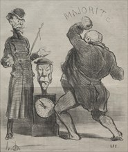 Actualities (plate 183): Trying one's strength, 1851. Creator: Honoré Daumier (French, 1808-1879).