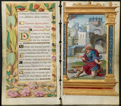 Adjoining Leaves from a Book of Hours: Penitential Psalms and King David in Prayer..., c. 1530-35. Creator: Noël Bellemare (French, d. 1546); The 1520s Hours Workshop (French).