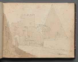 Album with Views of Rome and Surroundings, Landscape Studies, page 08a: "Porta St. Paolo". Creator: Franz Johann Heinrich Nadorp (German, 1794-1876).
