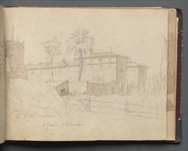 Album with Views of Rome and Surroundings, Landscape Studies, page 38a: :St. Giovanni e Paolo...". Creator: Franz Johann Heinrich Nadorp (German, 1794-1876).