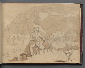 Album with Views of Rome and Surroundings, Landscape Studies, page 39a: Figure in a Landscape. Creator: Franz Johann Heinrich Nadorp (German, 1794-1876).