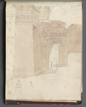 Album with Views of Rome and Surroundings, Landscape Studies, page 50a: Roman Architectural View. Creator: Franz Johann Heinrich Nadorp (German, 1794-1876).
