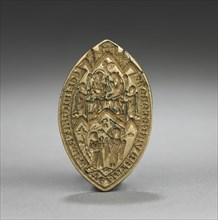 Almond-Shaped Seal: Coronation of the Virgin with a Kneeling Monk, 1300s. Creator: Unknown.