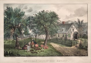 American Homestead, 1869. Creator: James Merritt Ives (American, 1824-1895), and ; Nathaniel Currier (American, 1813-1888).