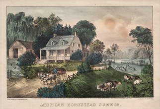 American Homestead, Summer, 1869. Creator: James Merritt Ives (American, 1824-1895), and ; Nathaniel Currier (American, 1813-1888).