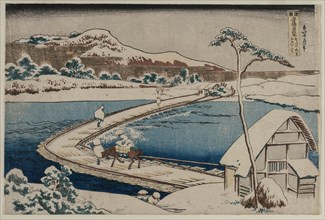 An Ancient Picture of the Boat Bridge at Sano in Kozuke Province..., early 1830s. Creator: Katsushika Hokusai (Japanese, 1760-1849).