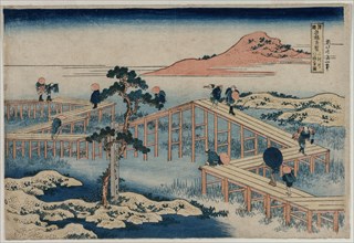 An Ancient Picture of the Eight Part Bridge in Mikawa Province..., early 1830s. Creator: Unknown.
