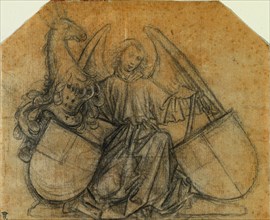 An Angel Supporting Two Escutcheons, c. 1470. Creator: Nikolaus Gerhaert von Leyden (German), attributed to.