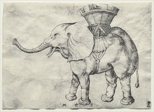 An Elephant with Howdah, c. 1485. Creator: Martin Schongauer (German, c.1450-1491).