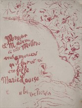 Announcement of a birth, 1898. Creator: Pierre Bonnard (French, 1867-1947).