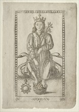 Apollo (from the Tarocchi, series D: Apollo and the Muses, #20), before 1467. Creator: Master of the E-Series Tarocchi (Italian, 15th century).
