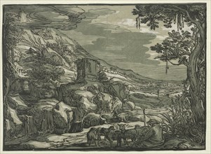 Arcadian Landscape, c. 1615. Creator: Hendrick Goltzius (Dutch, 1558-1617), attributed to.