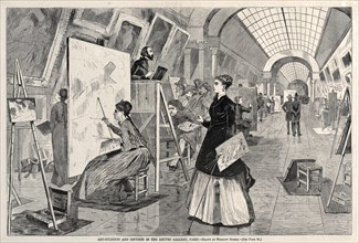 Art Students and Copyists in the Louvre Gallery, Paris, 1864. Creator: Winslow Homer (American, 1836-1910).