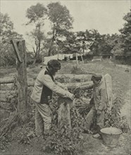 At the Grindstone--A Suffolk Farmyard, 1888. Creator: Peter Henry Emerson (British, 1856-1936); Sampson Low, Marston, Searle and Rivington.