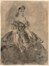 At the Ball (recto); La femme à léventail, after Goya (verso), 19th century. Creator: Constantin Guys (French, 1805-1892).