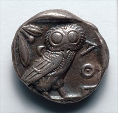 Athenian Tetradrachm: Owl (reverse), 400s BC. Creator: Unknown.