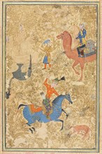 Bahram Gur and Azada, from a Shahnama (Book of Kings) of Firdausi (940-1019 or 1025), 1500s. Creator: Unknown.