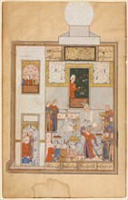 Bahram Visits the White Domed Pavilion (recto); part of Khamsa of Nizami, Haft Paykar..., c. 1560-15 Creator: Unknown.