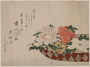 Basket of Peonies, 1810 or 1814. Creator: Katsushika Hokusai (Japanese, 1760-1849).