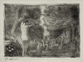 Bather and Geese, 1895. Creator: Camille Pissarro (French, 1830-1903).