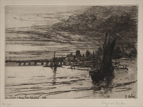 Battersea Bridge, 1868. Creator: Francis Seymour Haden (British, 1818-1910).