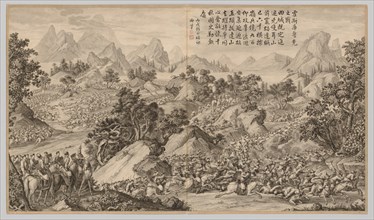 Battle at Heshi Kuluke: from Battle Scenes of the Quelling of Rebellions..., c. 1765-1774; poem date Creator: Jean Damascene Sallusti (Italian, d. 1781).