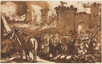 Battle Scene with a Fort, first third 17th century?. Creator: Antonio Tempesta (Italian, 1555-1630).