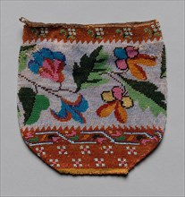 Beaded Bag (floral motif), 19th century. Creator: Unknown.