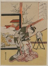 Benevolence: Courtesan Shaving the Neck of her Servant?, 1767. Creator: Suzuki Harunobu (Japanese, 1724-1770).
