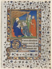 Bifolio from a Book of Hours: Adoration of the Magi and Coronation of the Virgin, c. 1415. Creator: Boucicaut Master (French, Paris, active about 1410-25), workshop of.