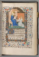 Book of Hours (Use of Paris): Fol. 198r, Madonna and Child with Angel, c. 1420. Creator: The Bedford Master (French, Paris, active c. 1405-30), possibly studio or workshop of.
