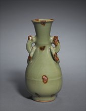 Bottle Vase with Ornamental Ring Handles: Longquan Ware, 14th Century. Creator: Unknown.