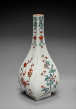 Bottle Vase with Plum and Chrysanthemum Decoration: In Kakiemon Style, late 17th century. Creator: Unknown.