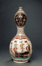 Bottle with "Southern Barbarians" Design, 1700s. Creator: Unknown.