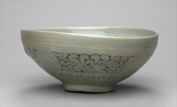 Bowl with Inlaid Chrysanthemum and Lychee Design, 1300s. Creator: Unknown.