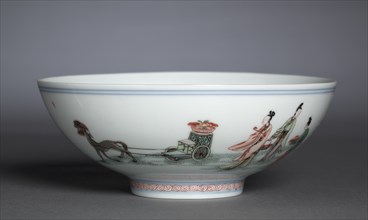 Bowl with Xiwangmu and Attendants, 1662-1722. Creator: Unknown.