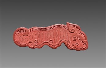 Box with Ink Cakes: Red Ink Cake in Shape of a Kui Dragon, 1795-1820. Creator: Unknown.