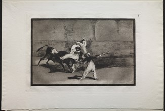 Bullfights: A Moor Caught by a Bull in the Ring, 1876. Creator: Francisco de Goya (Spanish, 1746-1828).